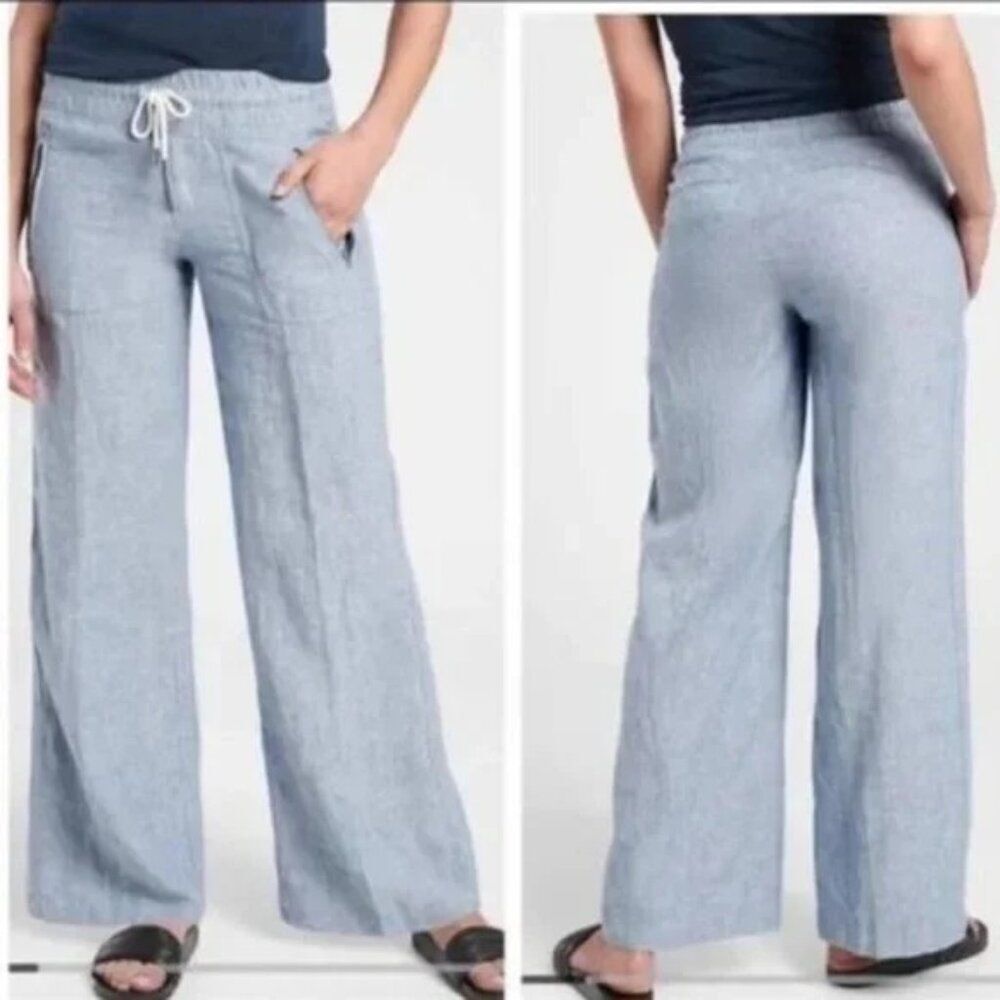 Athleta Light Blue Wide Leg Drawstring Pants
